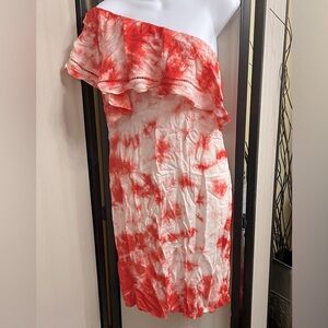 NWT Red and Cream Tie Dye Swimsuit Cover-up.